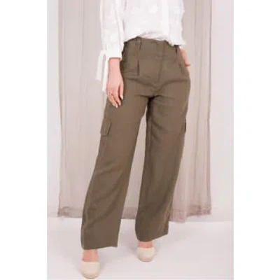 Riani Olive Cargo Pant In Green