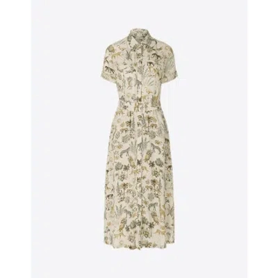 Riani Sahara Print Short Sleeve Belted Dress Col: 862 Multi Patterned, In Neutral