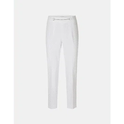 Riani Slim Fit Horsebit Detail Trousers Col: 100 White, Size: 14