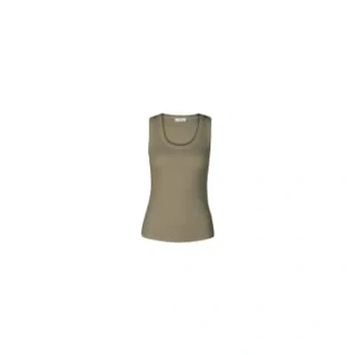 Riani Thick Hem Ribbed Vest Top Col: 544 Terre, Size: 14 In Green