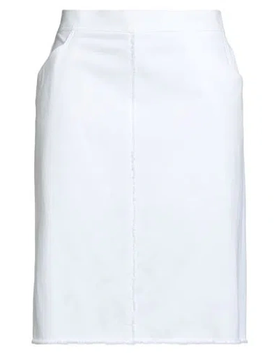 Riani Woman Midi Skirt White Size 16 Cotton, Elastane