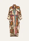Rianna + Nina Floral Embroidered Self-tie Kimono In Multi