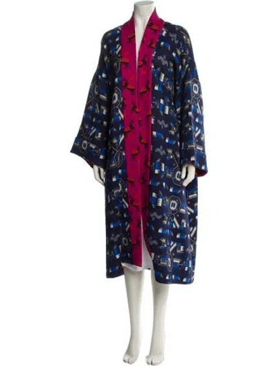 Pre-owned Rianna + Nina Floral Print Coat In Blue