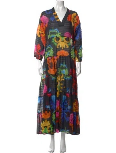 Pre-owned Rianna + Nina Floral Print Long Dress In Multicolor