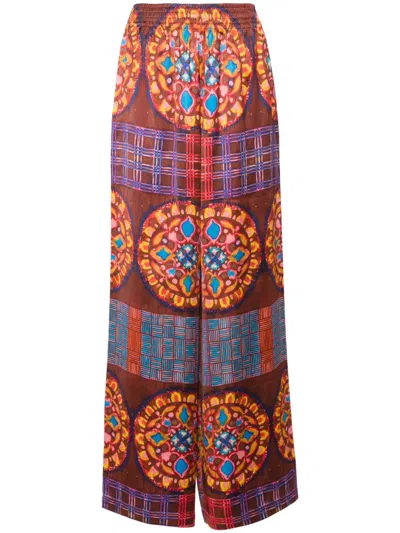 Rianna + Nina Geometric-print Wide-leg Trousers In Red