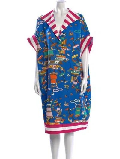 Pre-owned Rianna + Nina Graphic Print Knee-length Dress In Blue