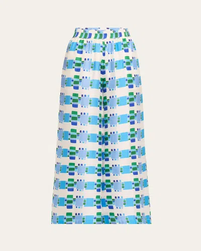 Rianna + Nina Kakanias Printed Fyori Silk Pants In Joy Hope Dream White