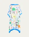 Rianna + Nina Kakanias Typography Silk Kimono