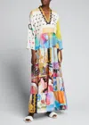 Rianna + Nina One-of-a-kind Mixed-print Silk Maxi Dress In Multi