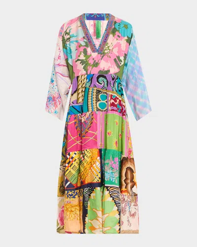 Rianna + Nina Ooak Volant Dress Midi In Multi