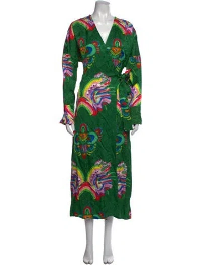 Pre-owned Rianna + Nina Printed Long Dress W/ Tags In Green