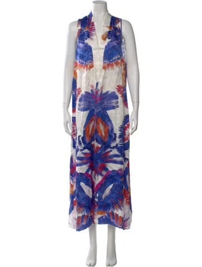 Pre-owned Rianna + Nina Silk Long Dress In Blue