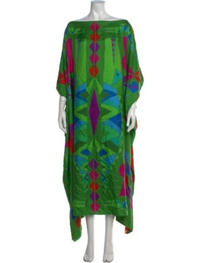 Pre-owned Rianna + Nina Silk Long Dress In Green