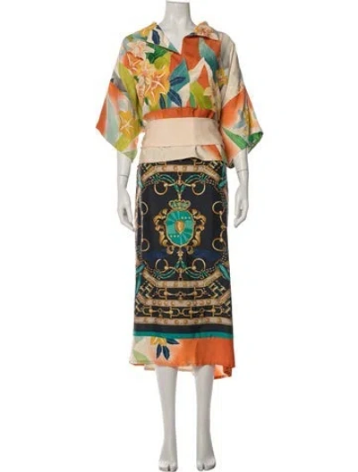 Pre-owned Rianna + Nina Silk Long Dress In Multicolor