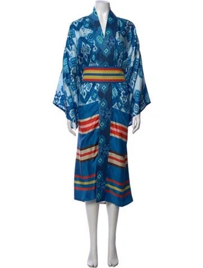 Pre-owned Rianna + Nina Silk Patterned Sweater In Blue
