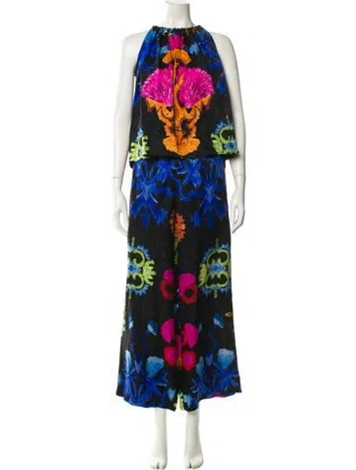 Pre-owned Rianna + Nina Silk Printed Pant Set In Black