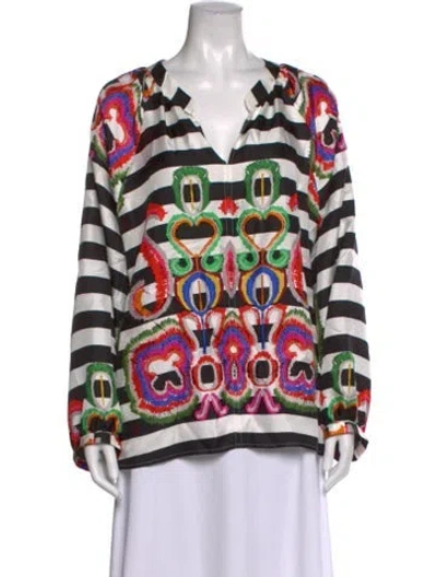Pre-owned Rianna + Nina Silk Striped Blouse In Multi