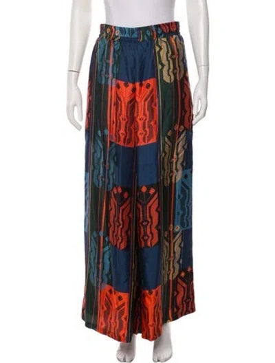 Pre-owned Rianna + Nina Silk Wide Leg Pants In Multi