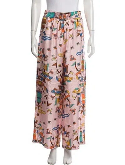 Pre-owned Rianna + Nina Silk Wide Leg Pants In Multicolor