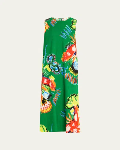 Rianna + Nina Sleeveless Abstract-print Maxi Dress In Green