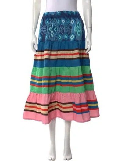 Pre-owned Rianna + Nina Striped Long Skirt In Blue