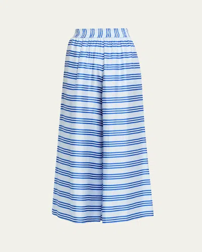 Rianna + Nina Wide-leg Striped Silk Pants In Blue