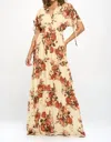 Ricarica Kimono Sleeves Maxi Dress In Cream In White