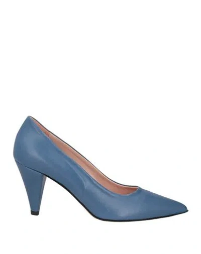 Riccardo Cartillone Woman Pumps Blue Size 11 Leather