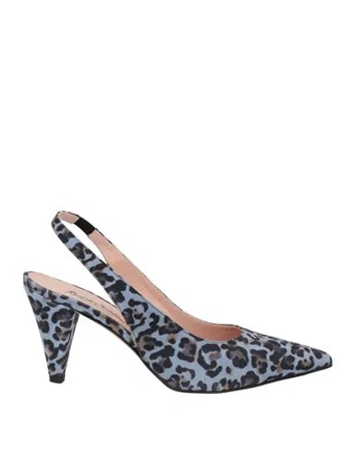 Riccardo Cartillone Woman Pumps Sky Blue Size 11 Leather In Blue