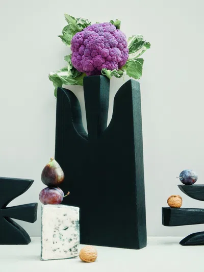 Riccardo Monte Hand-carved Charred Walnut Large Serving Board  Abask Luxury Gift In Gold