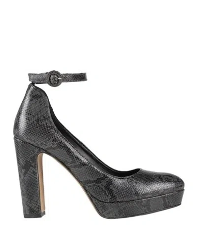 Riccardo P Woman Pumps Charcoal Size 6 Leather In Gray