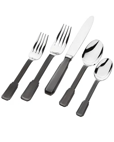 Ricci Argentieri Art Deco 18/10 Stainless Steel 20pc Flatware Set, Service For 4 In Black