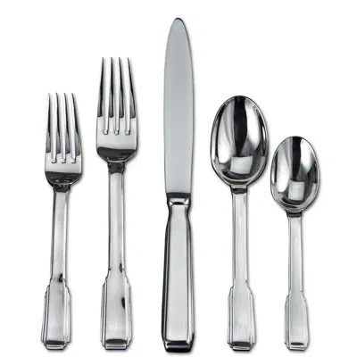 Ricci Argentieri Art Deco 5 Piece 18/10 Stainless Steel Flatware Set, Service For 1