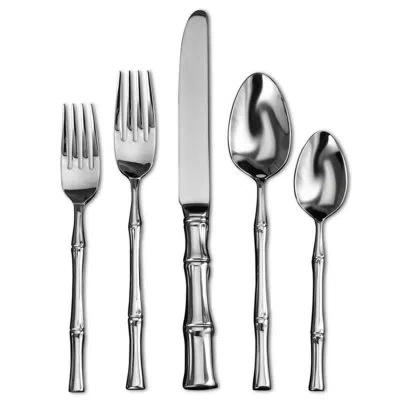 Ricci Argentieri Bamboo Satin 20 Piece 18/10 Stainless Steel Flatware Set, Service For 4