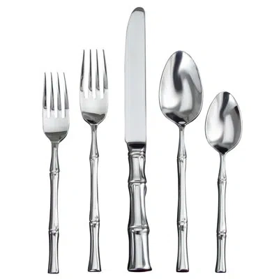Ricci Argentieri Bamboo Satin 5 Piece 18/10 Stainless Steel Flatware Set, Service For 1