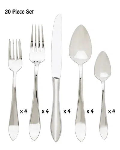 Ricci Argentieri Contorno 18/10 Stainless Steel 20pc Flatware Set, Service For 4 In Gray