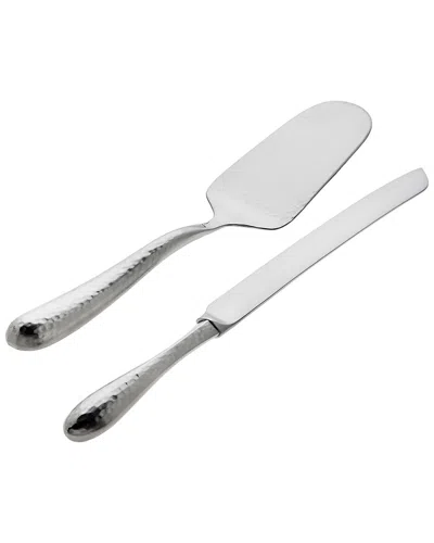 Ricci Argentieri Florence Hammered 18/10 Stainless Steel 2pc Cake Knife & Server Set In Gray