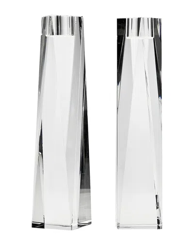 Ricci Argentieri Freedom Crystal Tapered Candle Holder Set In Gray
