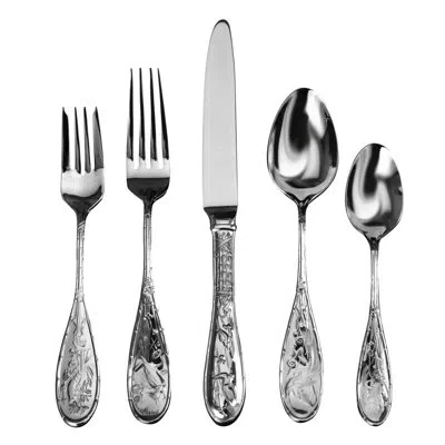 Ricci Argentieri Japanese Bird 20 Piece 18/10 Stainless Steel Flatware Set, Service For 4