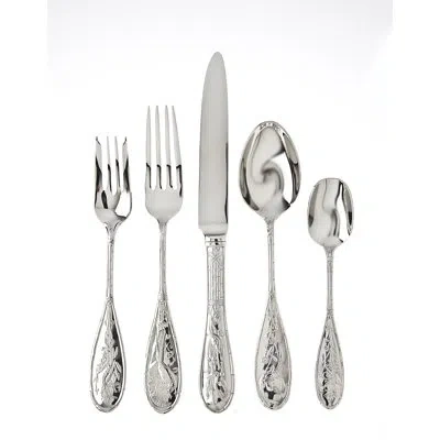 Ricci Argentieri Japanese Bird 5 Piece 18/10 Stainless Steel Flatware Set, Service For 1