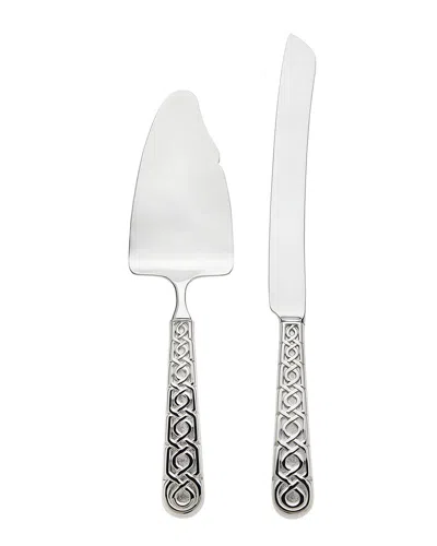 Ricci Argentieri Labirinto 18/10 Stainless Steel 2pc Cake Knife & Server Set In Gray