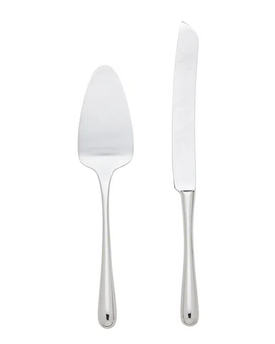 Ricci Argentieri Pallone 18/10 Stainless Steel Satin 2pc Cake Knife & Server Set In Gray
