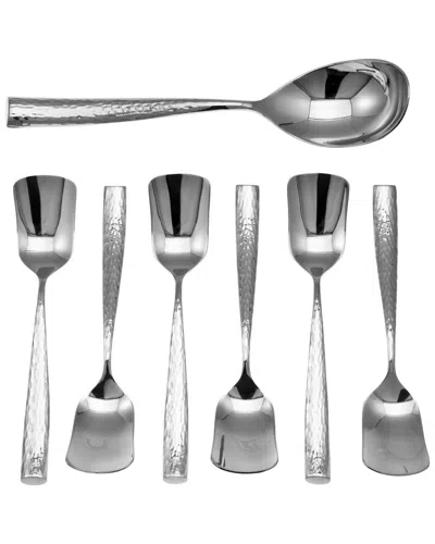 Ricci Argentieri Set Of 7 Anvil 18/10 Stainless Steel Ice Cream Spoon In Gray