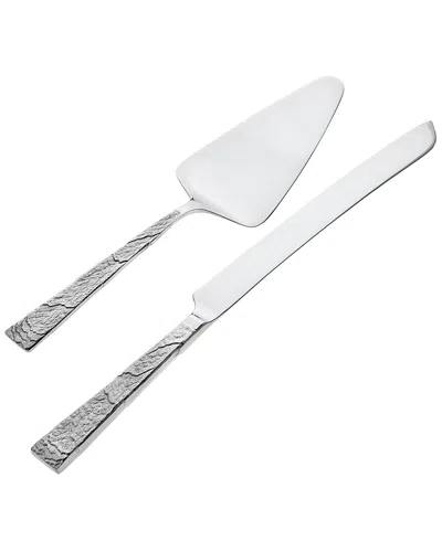 Ricci Argentieri Slate 18/10 Stainless Steel 2pc Cake Knife & Server Set In Gray