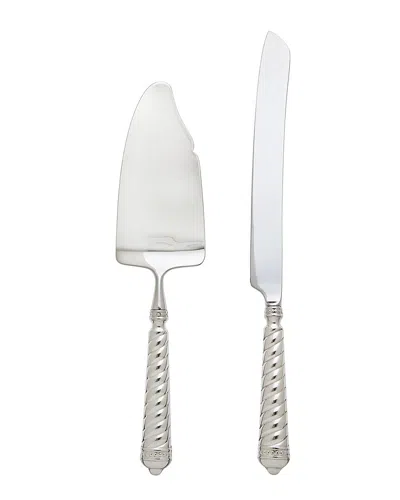 Ricci Argentieri Spirale 18/10 Stainless Steel 2pc Cake Knife & Server Set In Silver