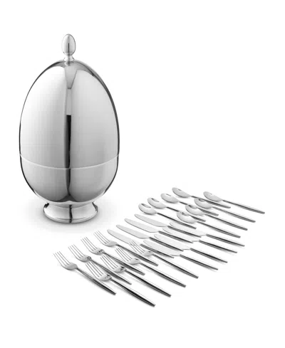 Ricci Argentieri Stainless Steel Egg 24-piece Flatware Gift Set In Silver