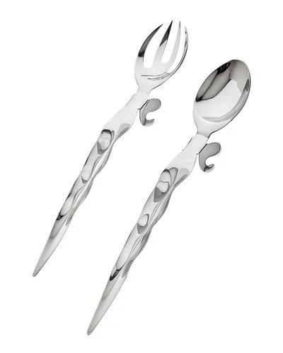 Ricci Argentieri Via Veneto 18/10 Stainless Steel Salad Serving Set In Gray