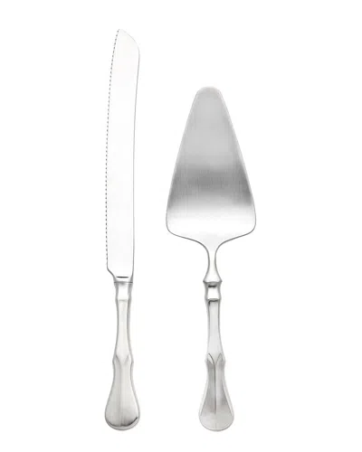 Ricci Argentieri Violini 18/10 Stainless Steel Satin 2pc Cake Knife & Server Set In Gray