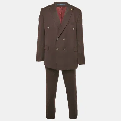 Pre-owned Ricci Di Napoli Burgundy Wool Slim Fit Suit Set Xxl/xl