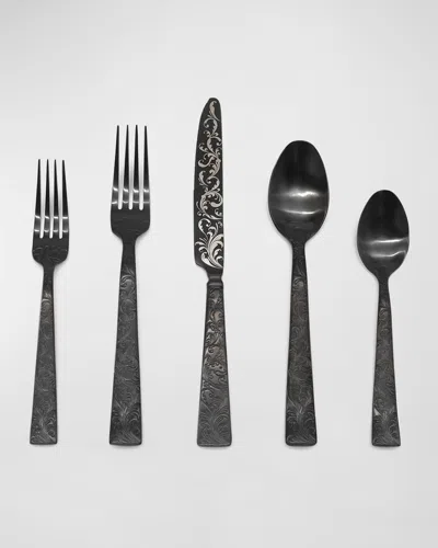Ricci Silversmith 20-piece Parisian Garden Flatware Set In Black